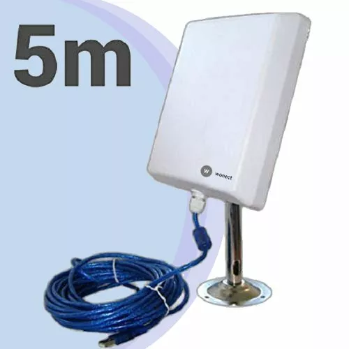 Antena Wifi largo alcance 36dbi 10 metros cable 2w USB con 10