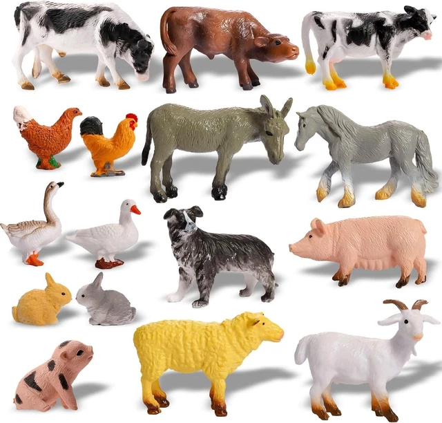 16 Piece Farm Animals FiguresRealistic Plastic Farm Animal Figurines Playset...