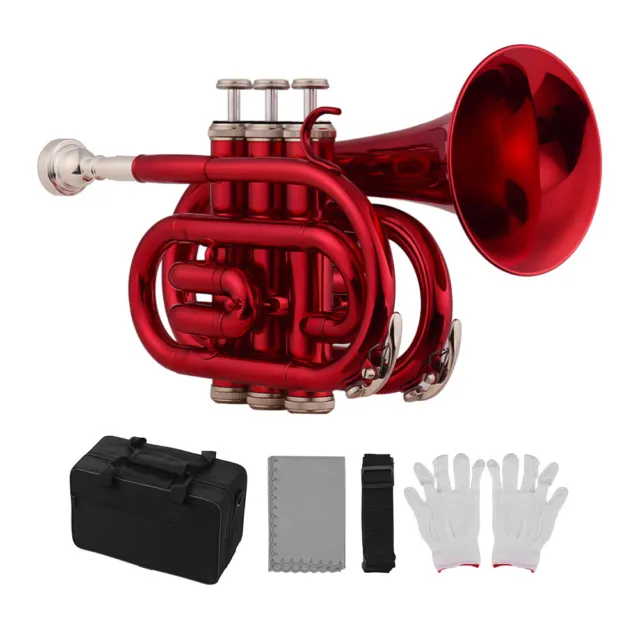 Pocket Trumpet Bb Flat Brass Material Wind Instrument with A5I4