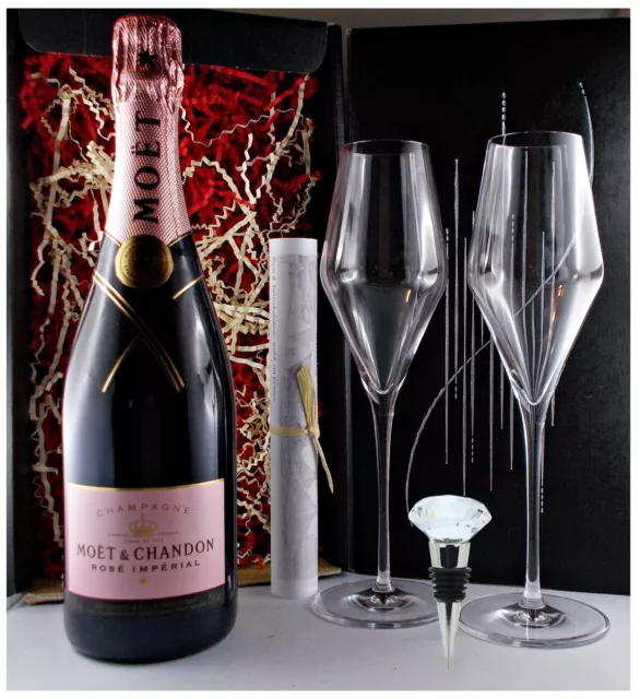 Moet & Chandon Rosé Imperial Champagner + 2 Gläser + Flaschenverschluß Geschenk