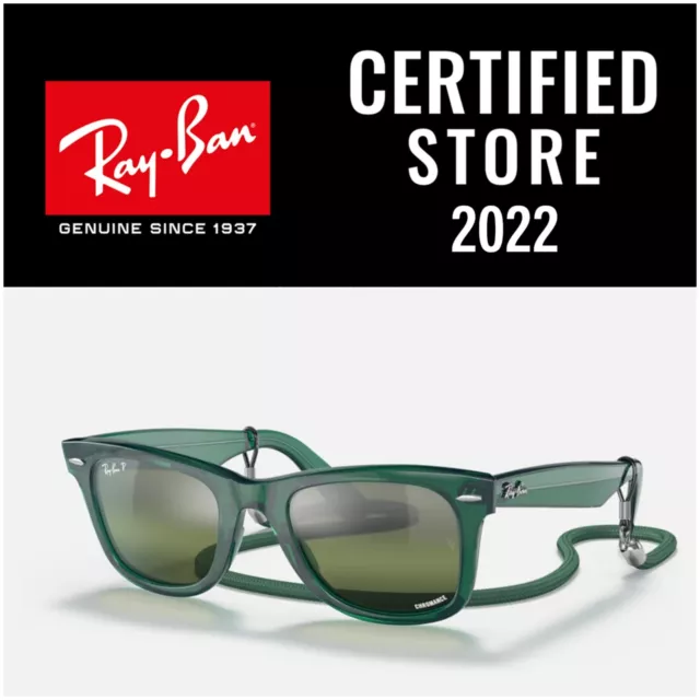 Gafas de sol Ray Ban WAYFARER RB2140 6615G4 Chromance Polarized Green Nuevas