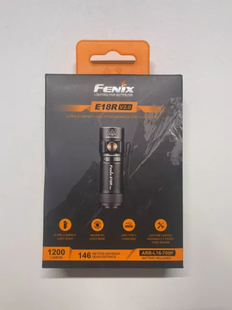 Fenix E18R v2.0 1200 Lumens Ultra Compact High Performance EDC Flashlight