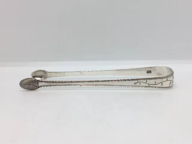 Pair Of Georgian Solid Sterling Silver Sugar Tongs / Nips - Bright Cut Detail