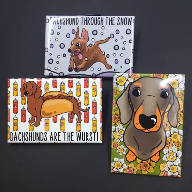 Funny Dachshund Dog Handmade Magnet Set Mini Dog Art Decor