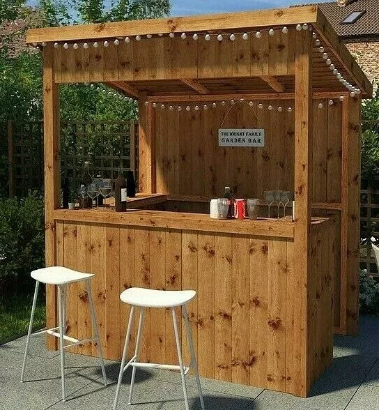 GARDEN BAR OUTDOOR PUB TIKI 6x4 PATIO PARTY BUILDING PRESSURE TREATED 6ft 4ft