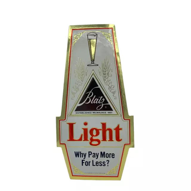 Vintage Blatz Light Draft Brew Beer Foil Over Cardboard Sign Embosograph READ