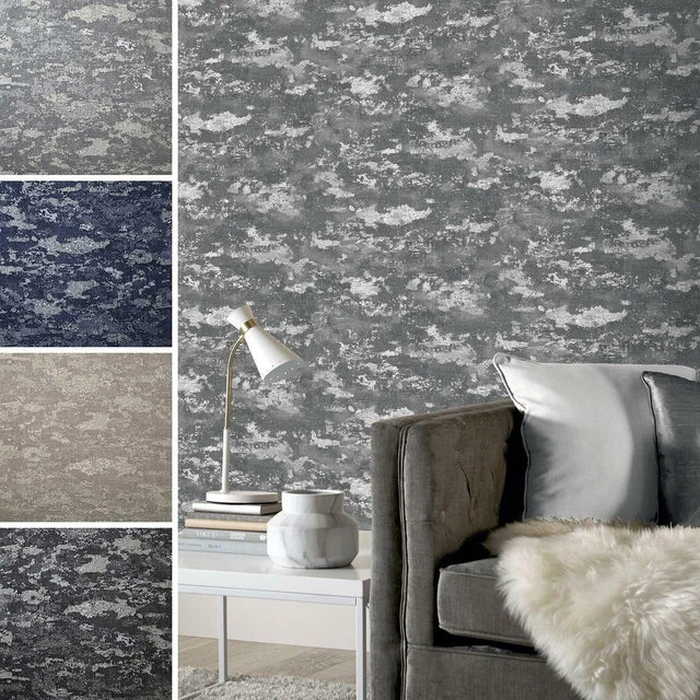 Arthouse Patina Textured Wallpaper Heavyweight Vinyl Glitter Metallic