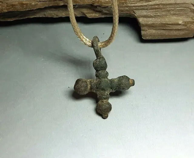Fine Ancient Viking AGE Pendant Cross with sphere-like ends  9-12 cen. AD  #2515