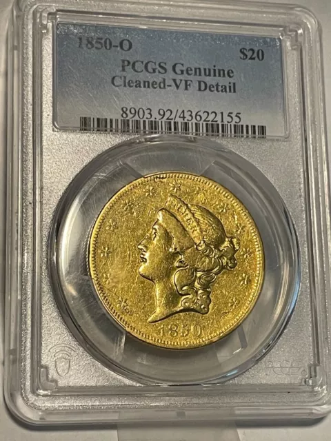 1850-O $20 Gold Liberty VF40 Secure PCGS