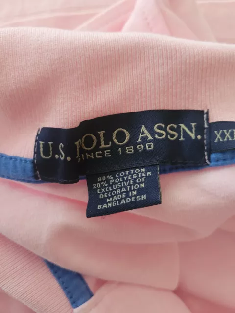 US Polo Assn Men's Short Sleeves Pink Polo Shirt  XXL Cotton Free shipping 3