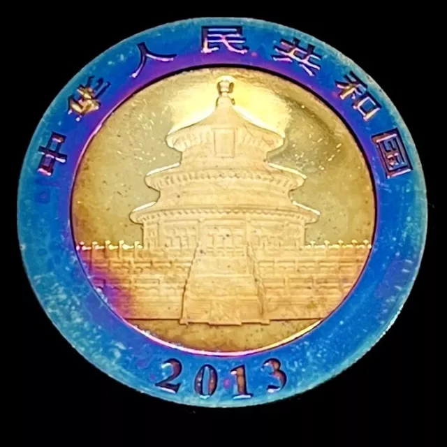 2013 Chinese Panda 1 Oz Silver Proof 10 Yuan .999 Fine Monster Rainbow Toning