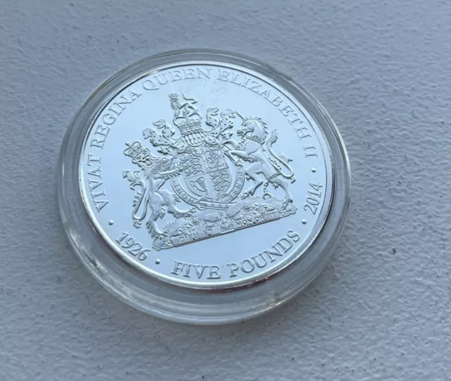 2014 Queen Elizabeth Ii Silver Proof 5 Pounds Coin