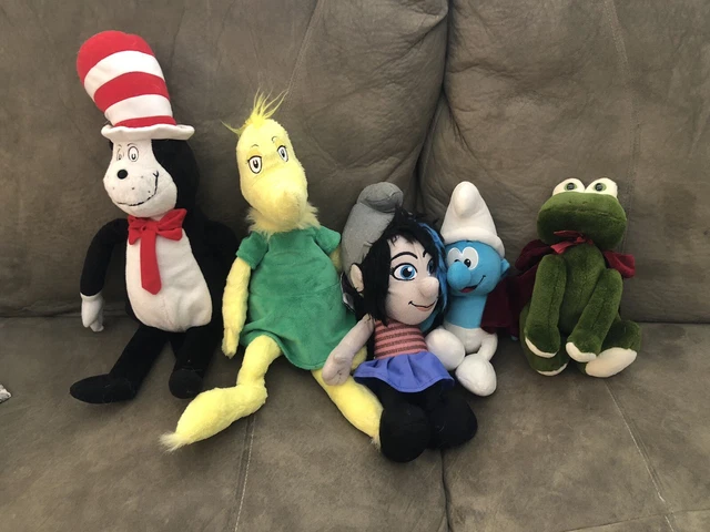 Plush toys lot Smurfs, Very, 1993 King frog Ty, Cat In The Hat Figures. 5 Total