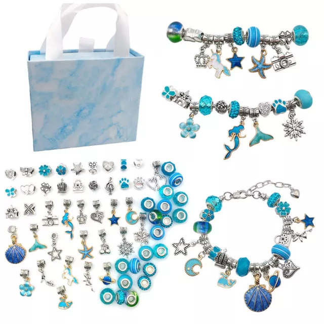 Charm Bracelet Making Kit Jewelry Making Supplies Beads Crafts w/ Box Girl Gift