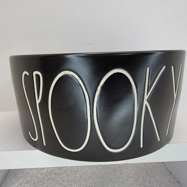 Rae Dunn 6” “SPOOKY” Dog Bowl BLACK Luster Halloween 2021 Online Release 2