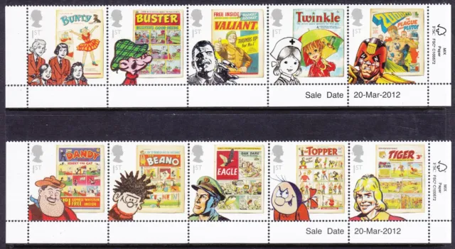 2012 GB Comics SG 3284-3293 Strips Of 5 Se-Tenant Mint MNH Stamps