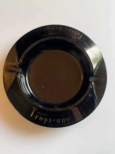 Vintage Tobacciana Hotel Tropicana Ashtray Black Glass Las Vegas Folies Bergere