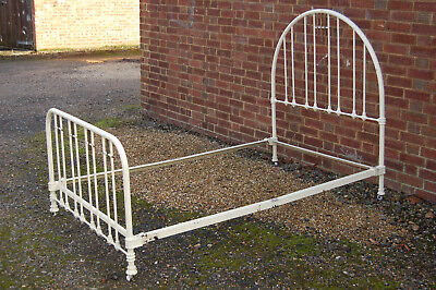 4 FOOT French bed,original,antique,vintage,brass and iron on castors 2