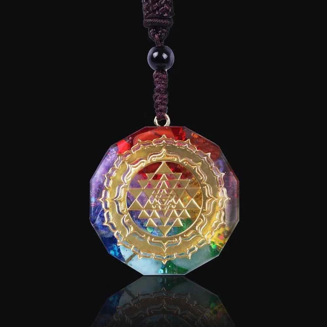 Orgonite Pendant Sri Yantra Necklace Sacred Geometry Chakra Energy Necklace