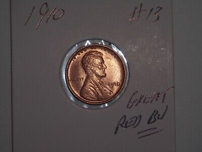 wheat penny 1910 LINCOLN CENT NICE RED UNC 1910-P LOT #13 GREAT RED BU