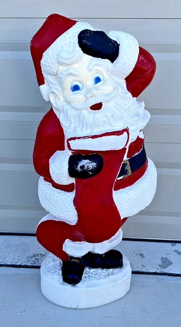 Vintage Union Santa w/ List 70's Blow Mold w/ Brand New Light 42" USA
