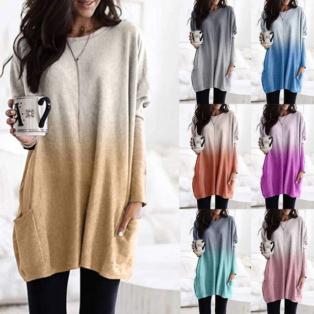 Plus Size Womens Casual Jumper Dress Ladies Baggy Tunic Tops Blouse T-Shirt