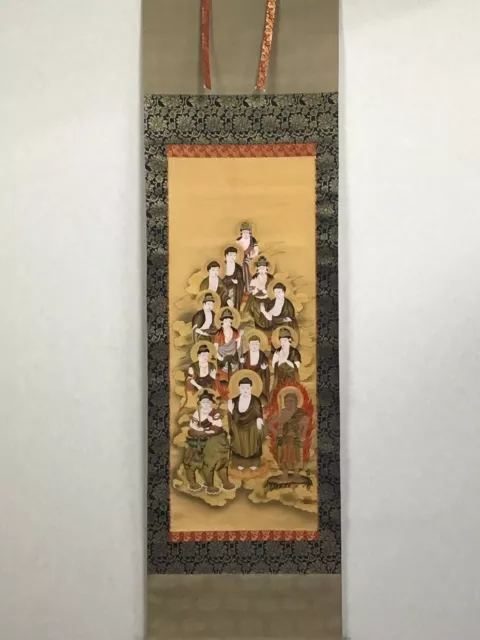 Y2216 KAKEJIKU 13 Buddha Buddhist picture signed box 182x52cm hanging scroll