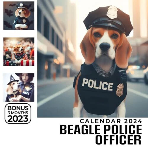 BEAGLE POLICE OFFICER Calendar 2024 Jan 2024 to Dec 2024 Bonus 3 Months