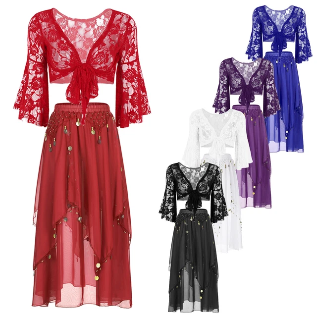 Vestito Danza Lirica Donna JEATHA 2 Pezzi - Crop Top E Gonna Irregolare Con Strass, Per Ballo Latino E Pattinaggio - Foto 9