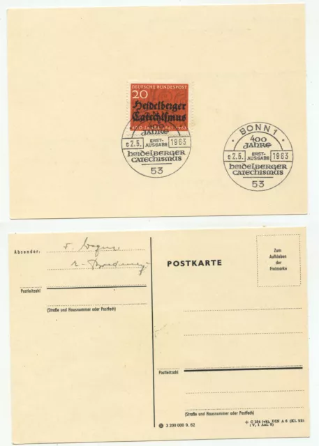 08769 - Mi.Nr. 396 - Ersttagsstempel Bonn 2.5.1963 - Heidelberger Katechismus