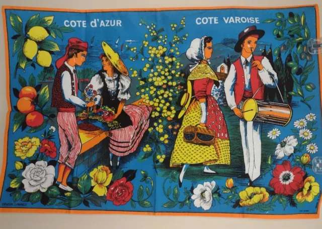 Juego de 2 toallas de té francesas catedral de Rouen Juana de Arco floral de J. Franco