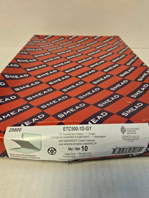 Smead Open Box Gray/Green Pressboard Fastener Folders 1 Divider Legal 10 Pack 2
