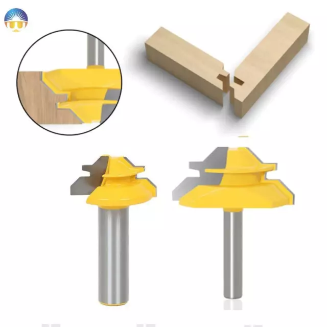 45 Degree Lock Miter Router Bit 1/4" 1/2'' Shank Cutter Woodworking Drilling