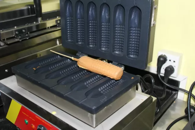 Commercial Electric 6pcs Corn Crispy Stick Waffle Maker Nonstick Hot Dog Machine