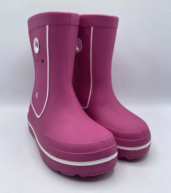 CROCS SIZE J 2 Crocband Jaunt Rain Boots Wellingtons Kids Junior Boys Girls Pink 14.99 PicClick UK