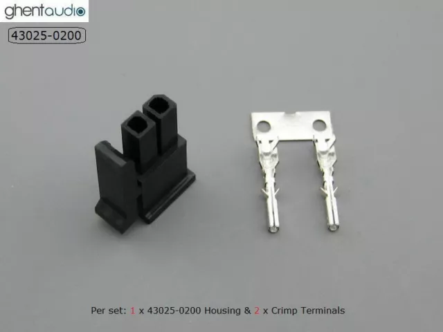 2 sets --- molex 43025-0200 Micro-Fit 3.0mm 2-circuits Housing & Crimp Terminal