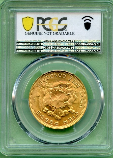 Chile   1953  So    Pcgs  Unc Details    Gold  20.3 Gram     100P