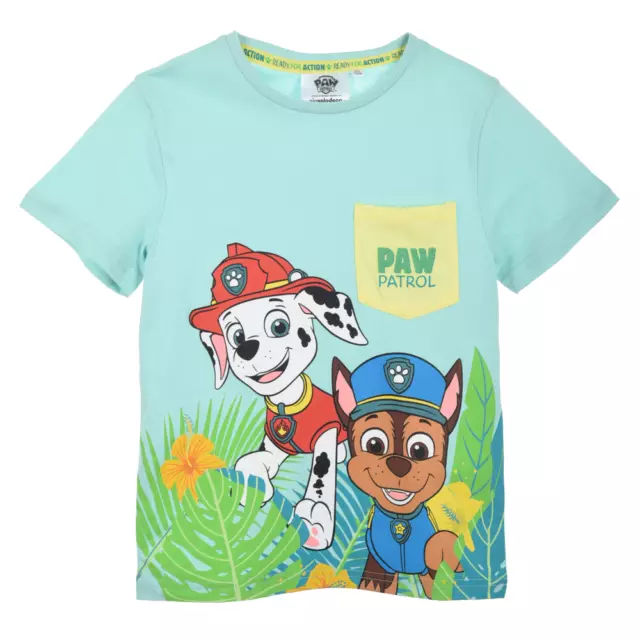 T-Shirt M.c. Paw Patrol Maglietta Bambino 100% Cotone - Ex1177Turchese