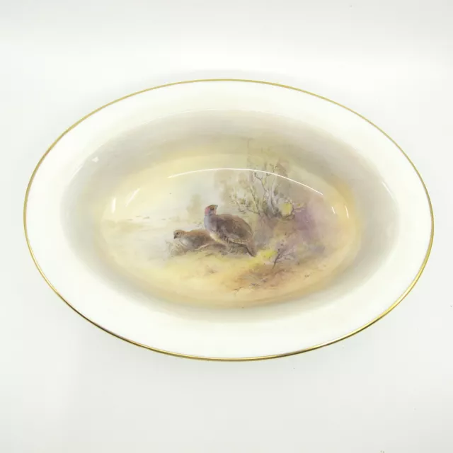 ROYAL WORCESTER - JAMES STINTON Signed Game Bird Deep Oval Serving Bowl 22241