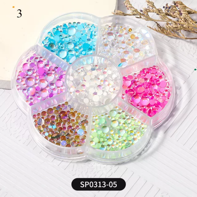 Mixed Size Glass Nail Art Rhinestones Flatback AB Crystal 3D Gem Decoration DIY 2