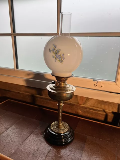 Antique oil lamp Art Nouveau Period  Parlour Lamp English Made Duplex C:-1890s.