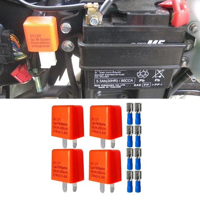 4 STÜCKE 2 Pin Motorrad LED Blinkrelais 12V Einstellbare Frequenz der Blink I6D6