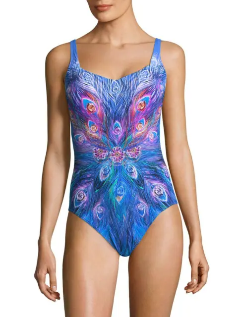 NEW  Gottex Dream Catcher Shaped Square Neck One-Piece Swimsuit Size 8