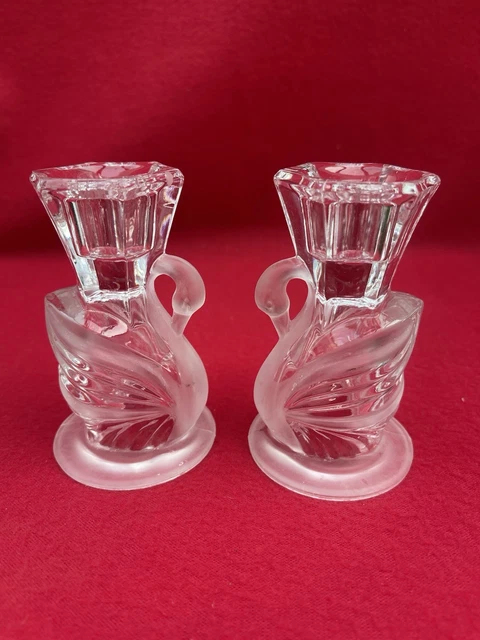 Lot 3 bougeoirs anciens en cristal – déco vintage en verre