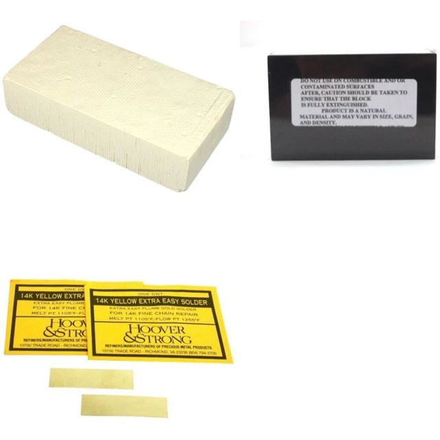 Magnesia Soldering Block,Charcoal Soldering Block,14k Yellow Easy Solder Kit
