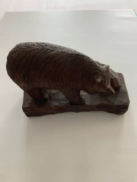 Large Vintage Black Forest Bear on a c/w Carved Stand (integral to the carving)