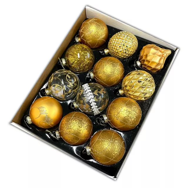 12x Glas Weihnachtskugeln Ø 6 cm Gold Christbaumkugeln Weihnachtsbaumschmuck