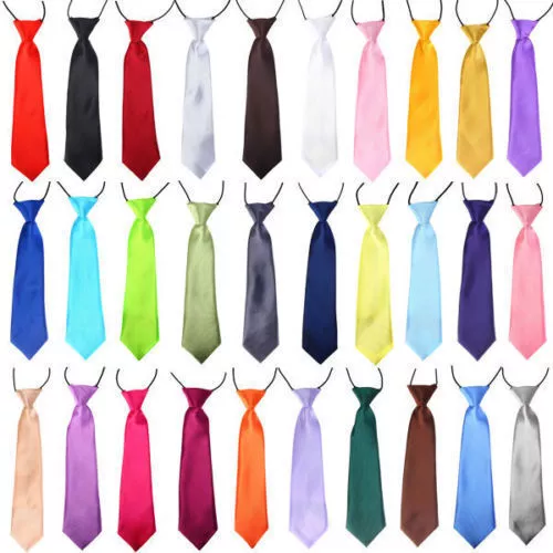 Boys Satin Elastic Neck Tie for christening Wedding Prom Children Kids Ties