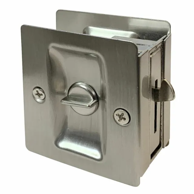 Satin Nickel Square Pocket Door Locks Pull Privacy Passage Handle Lock