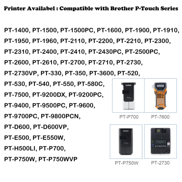 Compatible with Brother PT-E550W TZE TZ251 Black on White Label 1" Tape for File 3
